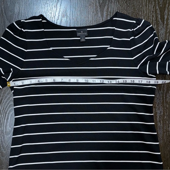 ❤️4 for $20❤️ Worthington Striped Puffy Sleeve Shirt V Neck Size Large - Picture 5 of 9